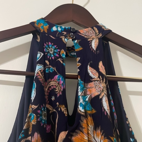 Xhilaration Floral Sleeveless Dress - Blue and Brown Size L - Picture 4 of 7